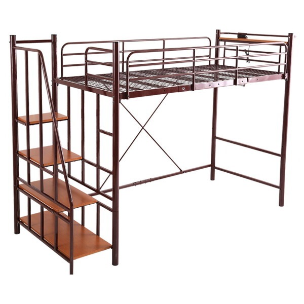 ホームテイスト 大人かわいい 階段付き パイプロフトベッドPreve-プレーヴェ-OKHT70-102-BR ブラウン メーカー直送