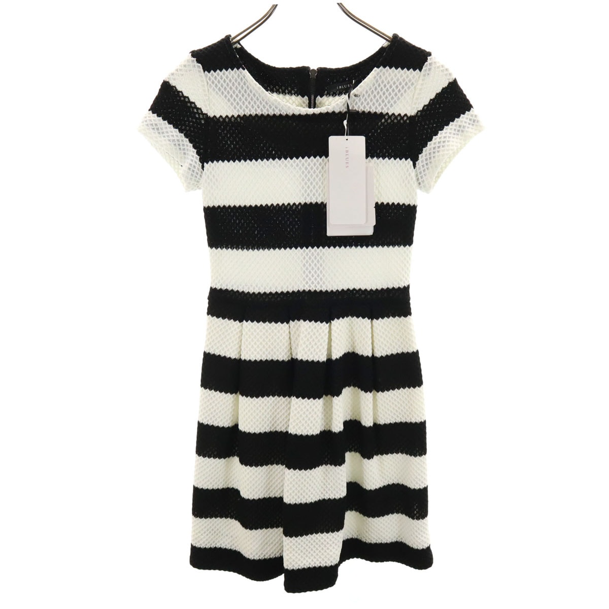 未使用 IBLUES イブルース ボーダー柄 半袖 ミニワンピース 38 白系 レディース 古着