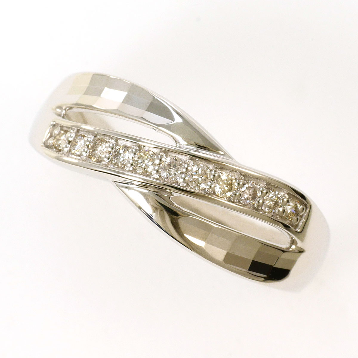 PT900 プラチナ リング・指輪 11号 ダイヤモンド 0.12 ct 総重量約3.9g 中古