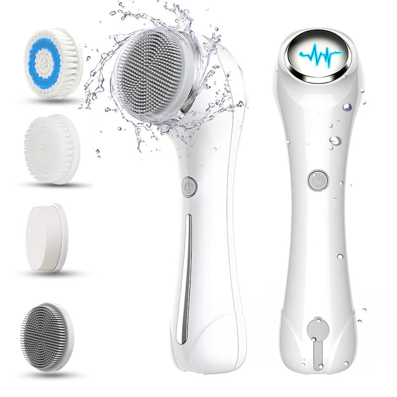 【爆発品】美顔器 電動洗顔ブラシ 洗顔ブラシ 極細毛 超音波振動 マイナスイオン EMS 微電流 マッサージ
