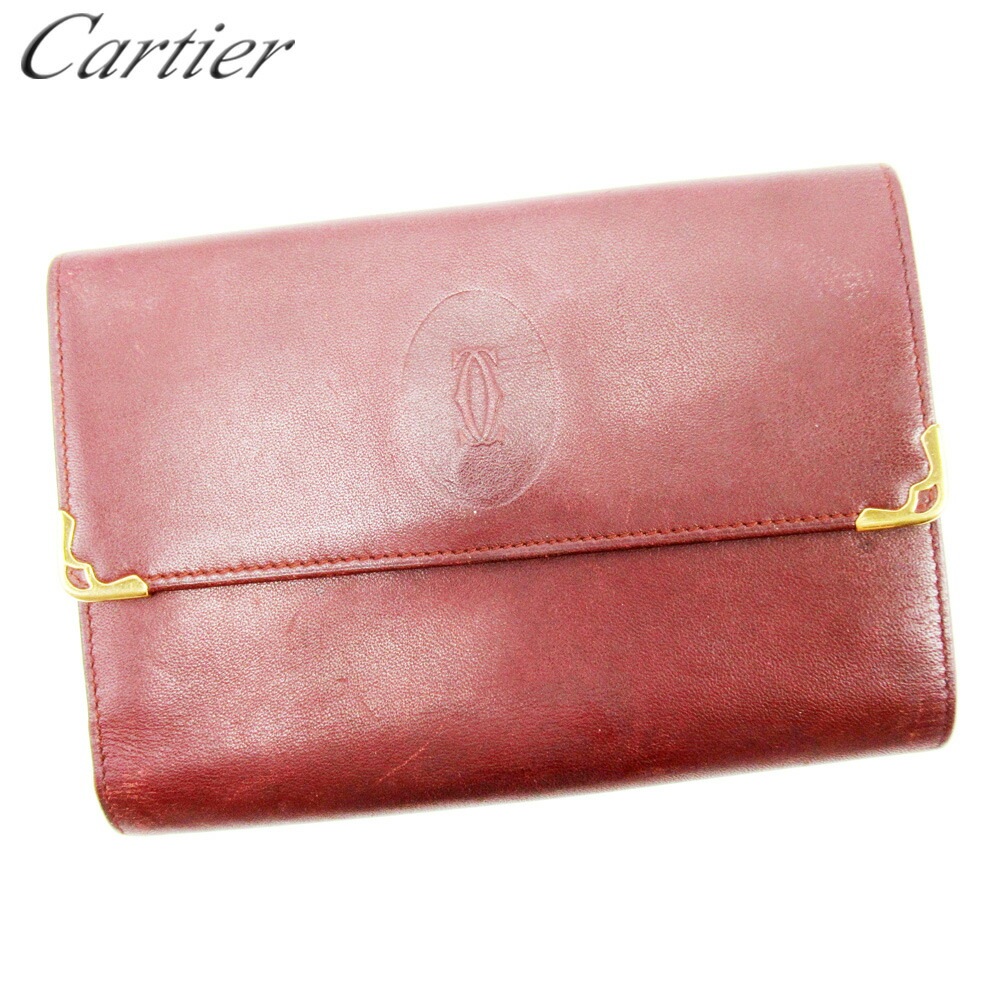 がま口 財布 三つ折り 財布 マストライン ボルドー 中古