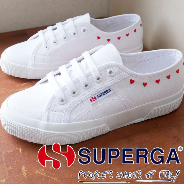 スペルガ SUPERGA スニーカー レディース 2750 リトル ハート エンブロイダリー S7126SW AB7 ホワイト-レッド ハート 白