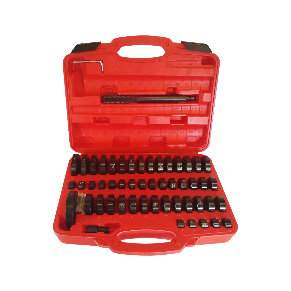 52pc 油圧ショッププレス用ブッシュ・ベアリング圧入ツールセット アダプター アタッチメント 外径 18mm 65mm 49サイズ フルセット