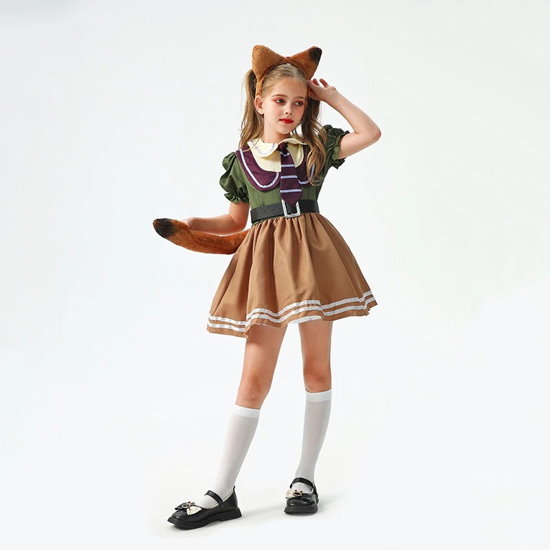 2025ハロウィン子供用コスチュームクレイジーズートピア女の子親子衣装ジュディラビット警察官コスドレス