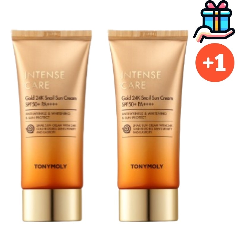 [韓国人気1+1] インテンスケアゴールド 24K スネイル日焼け止め 50ml+50ml 総100ml UVカット トーンアップ シワ 水分 しっとり サンケア 韓国コスメ 華やかさ 輝き さわやか