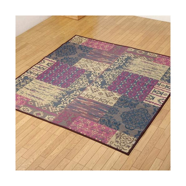 1050290063604 純国産 い草ラグカーペット オリエンタル柄 DXオーディーン ブラウン 約191×191cm メーカー直送