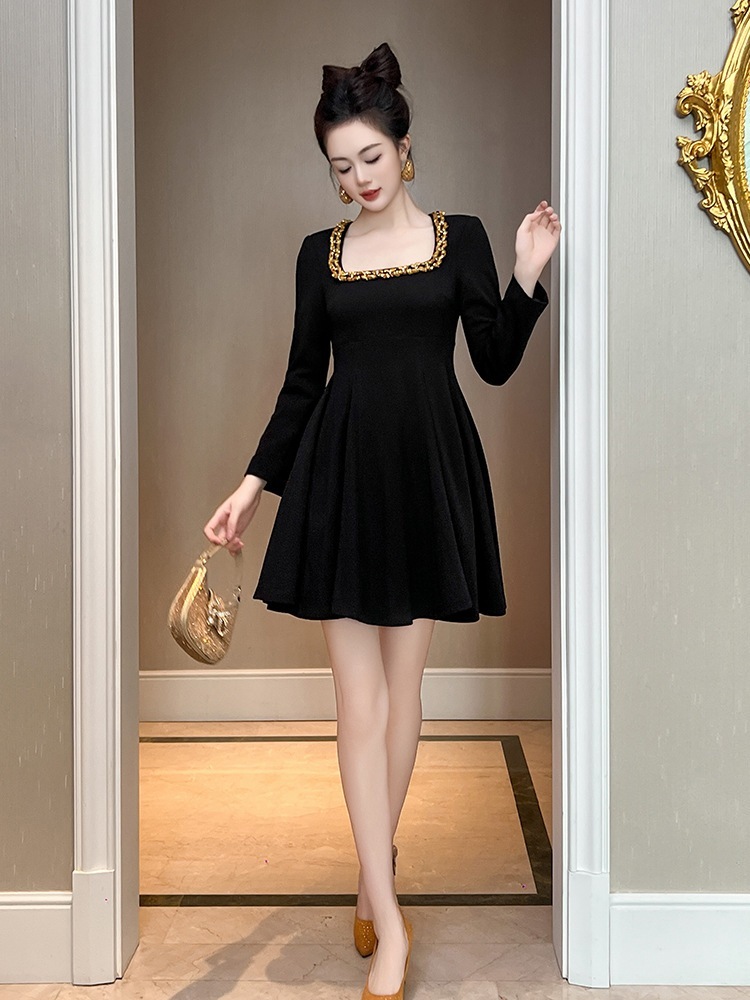 【JY.上品】 2025秋 スクエア襟 お姫様 ショートワンピース ドレス パーティー キャバ 大人 同窓会 披露宴 卒業式 結婚式 演奏会 ウェディング 二次会 メガ割