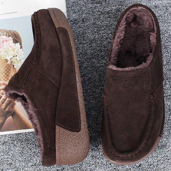 [シューズ] スプリット牛革 裏起毛 レディース ウィメンズ 冬 ミュール ブロファー スリッパ 5cm sjsw-056