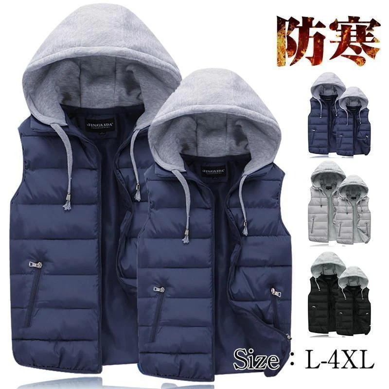 ベスト メンズ 中綿ベスト フード付き パーカー ダウンベスト ダウン アウター 秋冬 軽量 防寒 通勤 登山 厚手