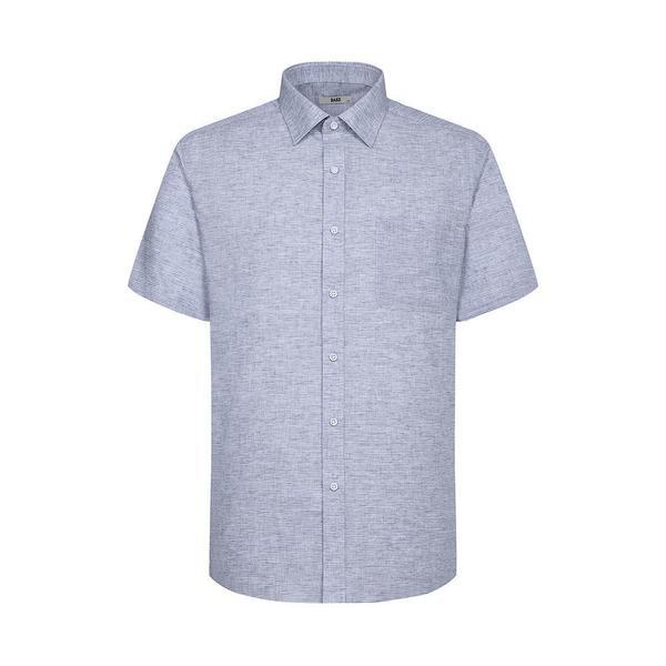 リネン混紡半袖シャツ レギュラーフィット ブルー_DLS2SHDS121B1 8,988円
