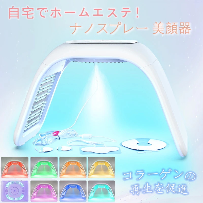 EMSマイクロ電流 美肌 LED フォトフェイシャル ニキビケア タッチパネル プレゼント サロン 新品美顔器 ナノスプレー 光 美容器 光美顔器 光エステ エイジングケア ライト