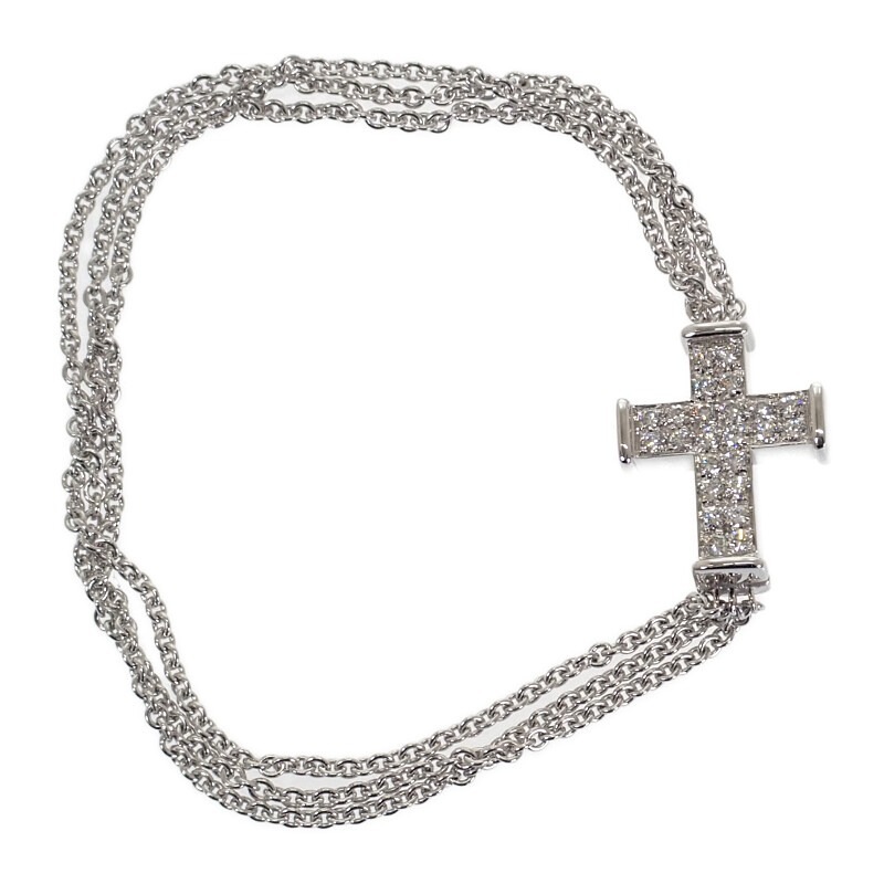 【no brand】デザイン ジュエリー クロス ブレスレット K18ホワイトゴールド ダイヤモンド レディース