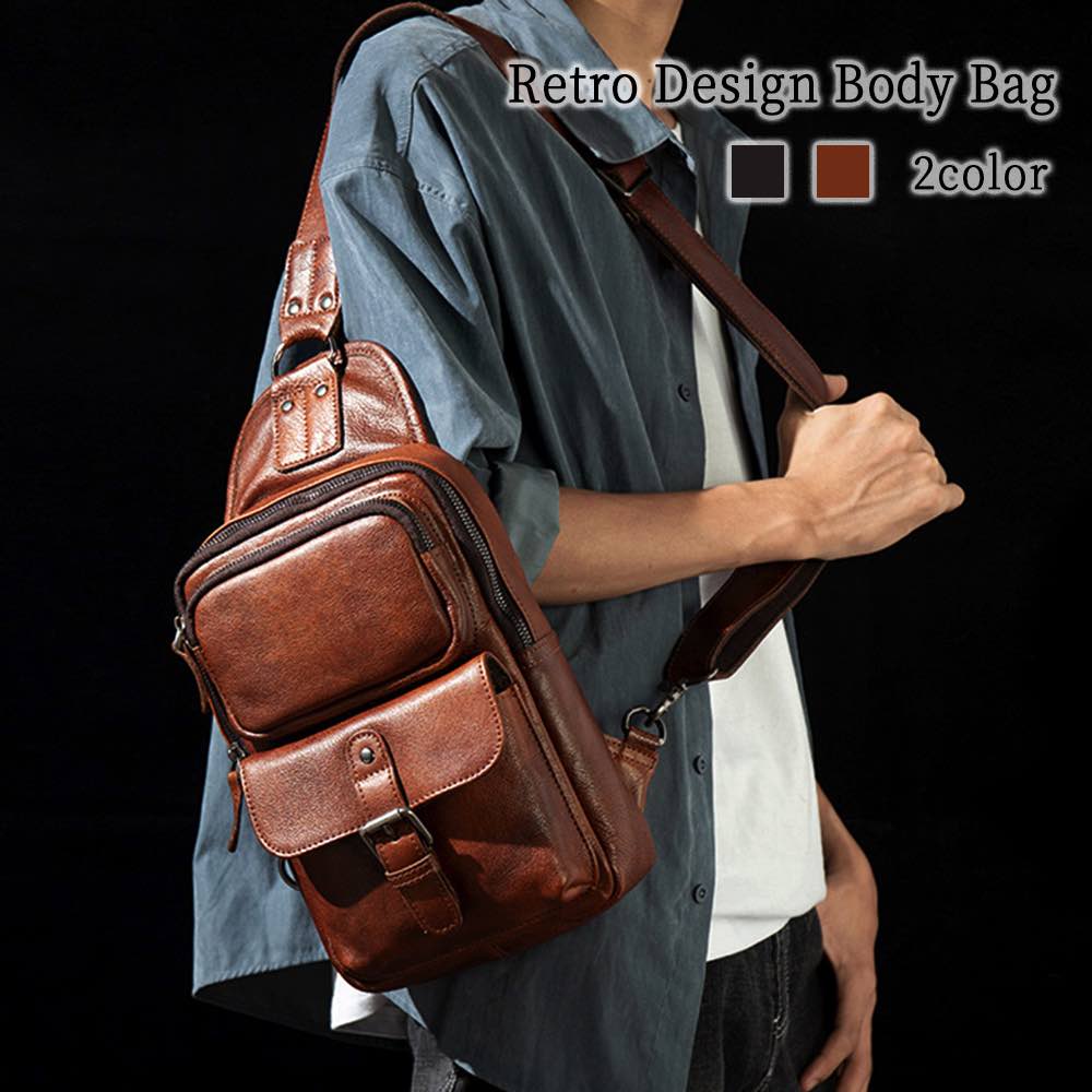 ボディバッグ メンズ レトロデザインボディバッグ 秋 ウエストバッグ バッグインバッグ ショルダーバッグ スポーツ 大きめ 革 ハイ おしゃれ ブランド かっこいい 防水 きれいめ 40代 おすすめ 14,414円