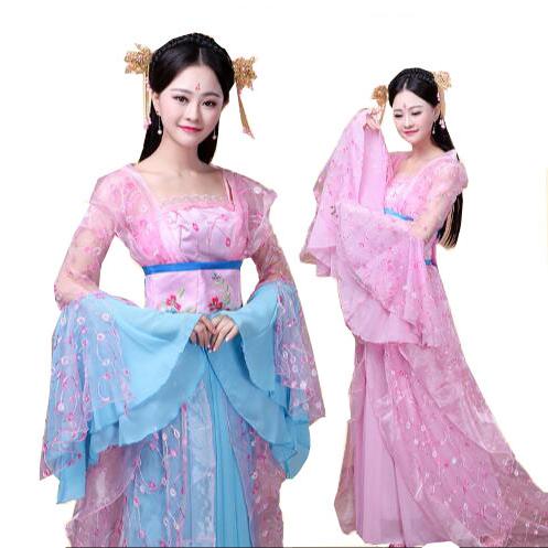 中国風コスプレ衣装　唐時代引き裾振袖舞台衣装　刺繍入り豪華な漢服唐装　イベントステージ衣装　マキシ丈チャイナドレス　華流風舞台撮影ドレス　古代宮廷服30%までに制限