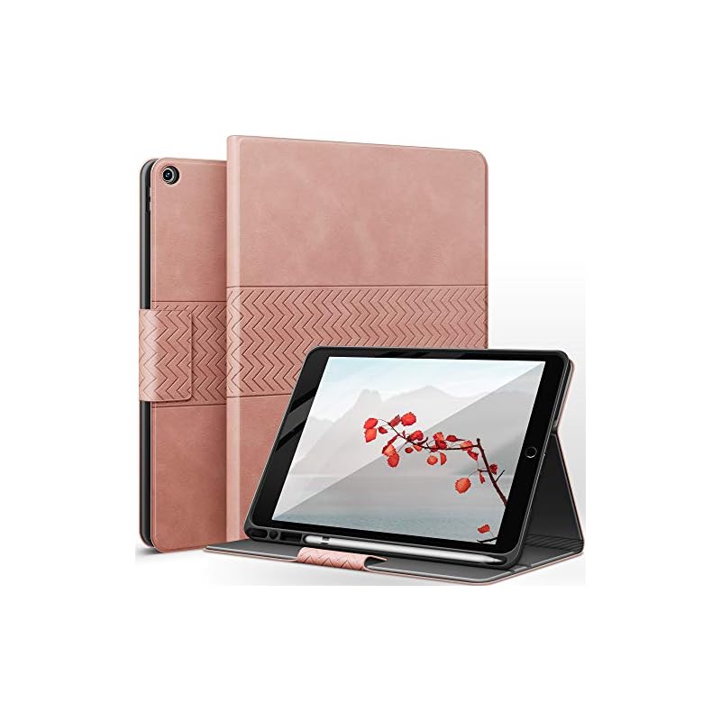 auaua iPad 9/8/7世代 ケース かわいい iPad 10.2 ケース(2021/2020/2019) 兼用 PUレザー 手帳型 ひび割れ防止 耐衝撃 オートスリープ＆スタンド機能付き 全
