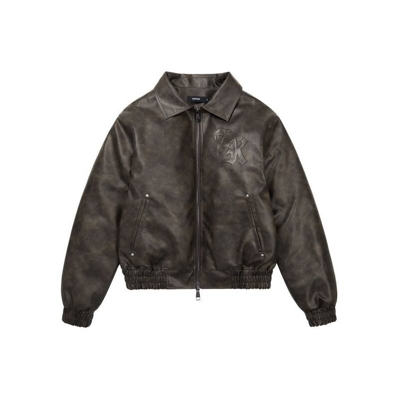 アカム AAKAM エンボス加工 BOSS レザージャケット ダークブラウン 499792