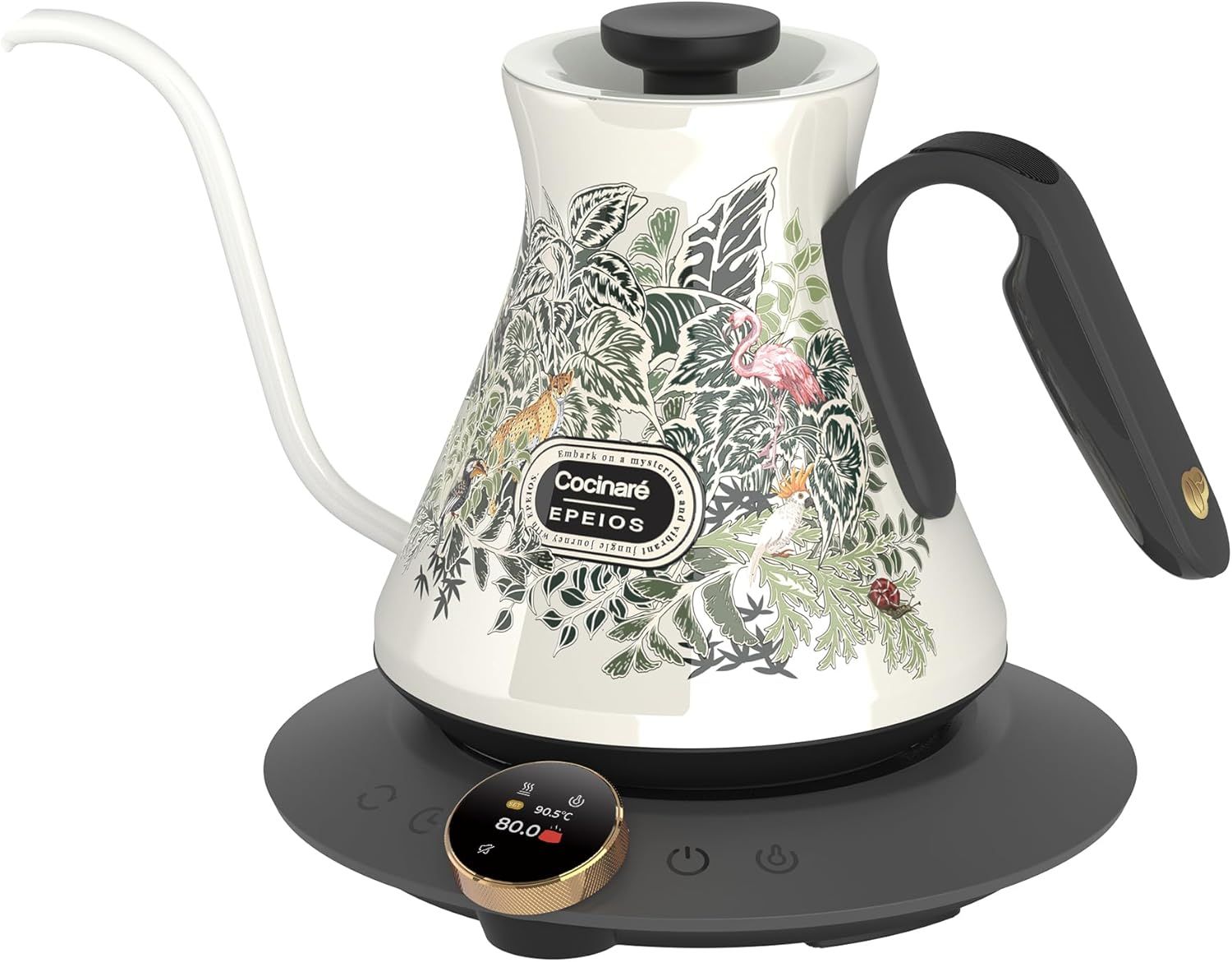 電気ケトル ドリップ 0.6L 1040W コーヒーケトル 0.5℃単位調整/ストップウォッチ機能/保温機能/℃切替/空焚き防止/PSE認証済み 細口 電気ポット コーヒ