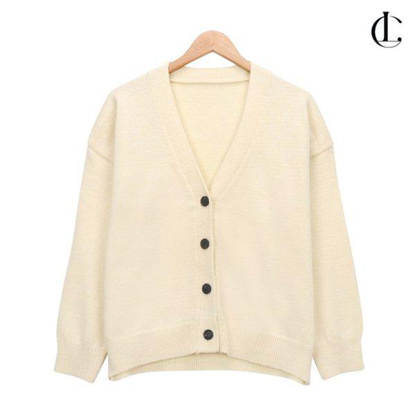 女性ニットカーディガン ベーシック Vネック オーバーフィット カーディガン LFR004