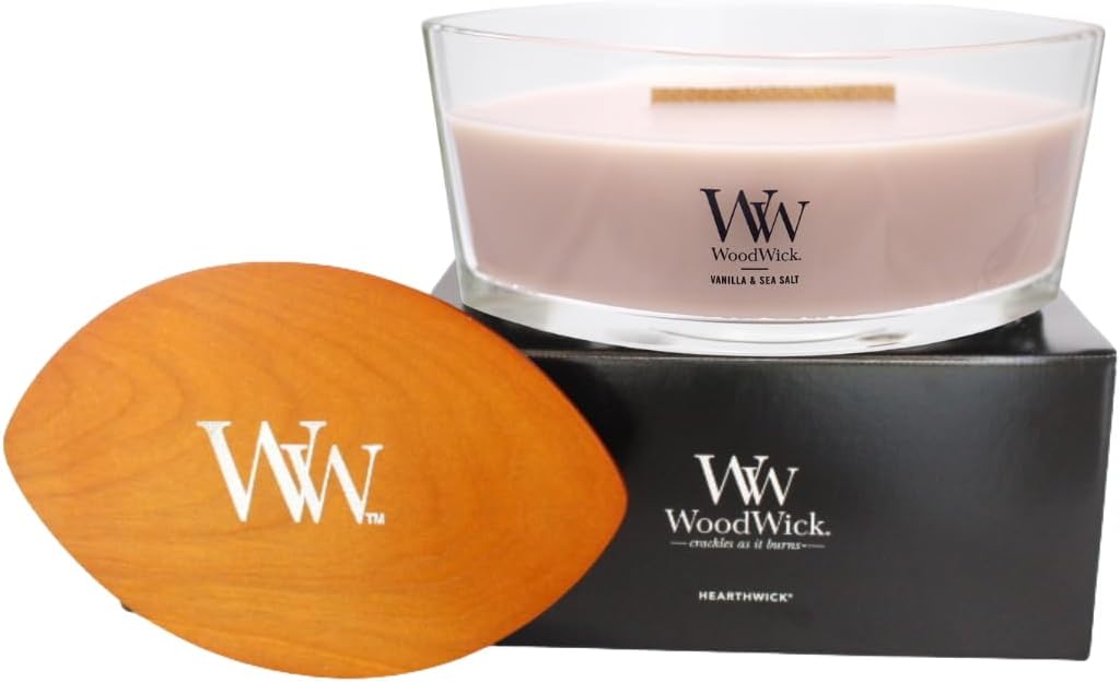 WoodWick アロマキャンドル 焚火 ウッドウィック ハースウィック キャンドル 焚き火の音がするキャンドル ギフト 女性 プレゼント 香り アロマ (バニラ＆シーソルト)