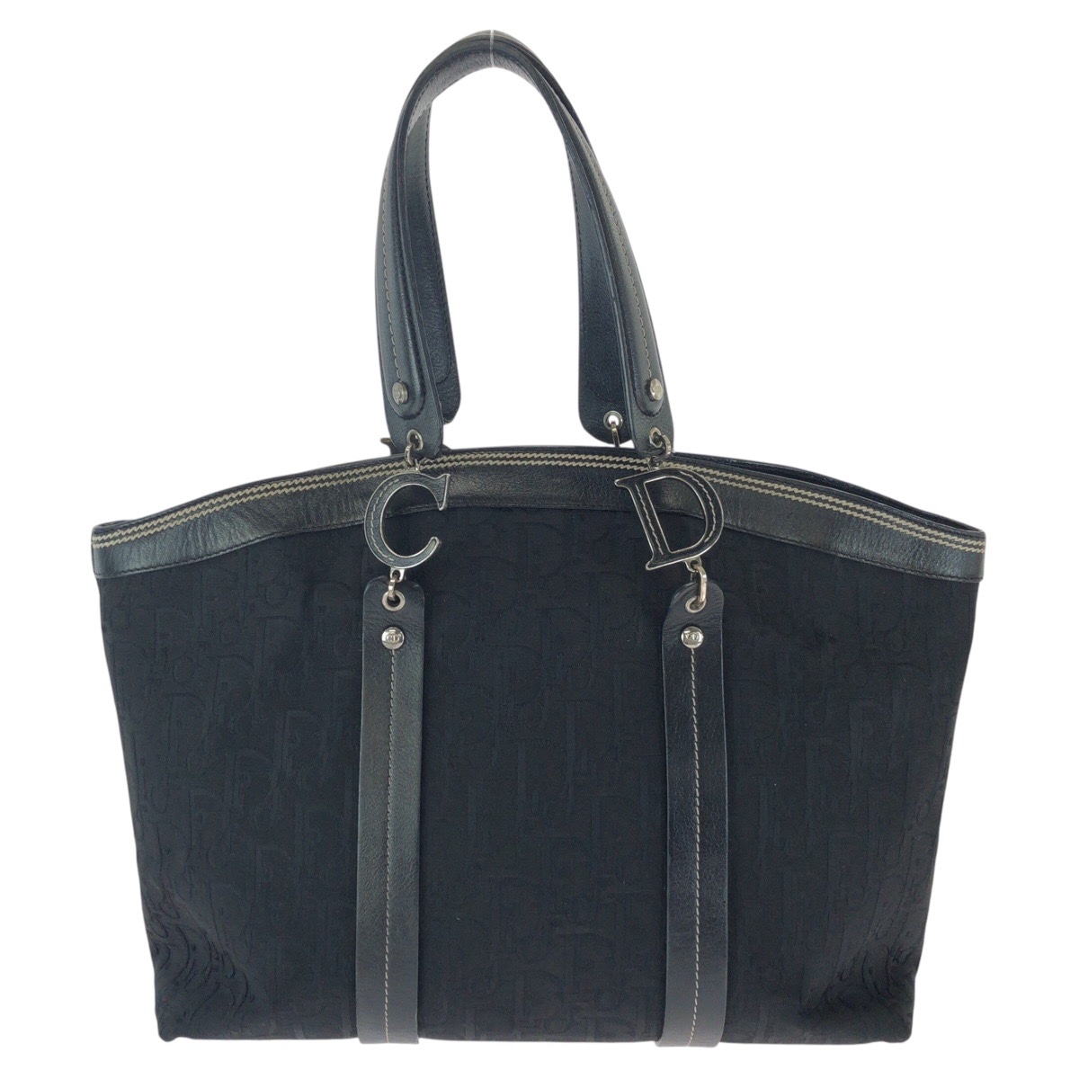 トロッター ブラック 黒 シルバー金具 キャンバス/レザー トートバッグ ショルダーバッグ レディース 500836