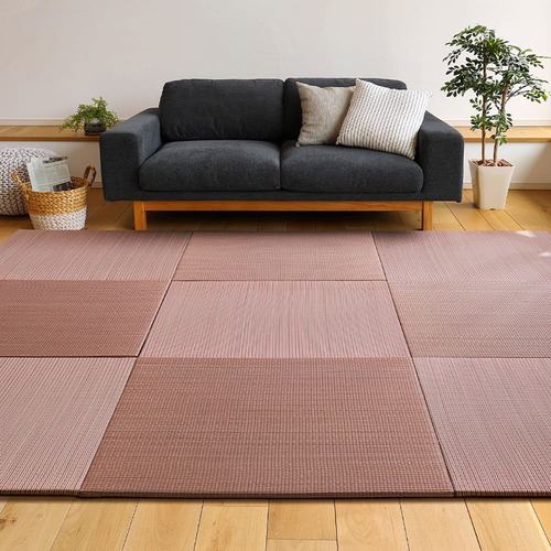 【メーカー直送品】萩原 【6枚組】置き畳フラッタ 四季 約82×82×1.5cm レッド