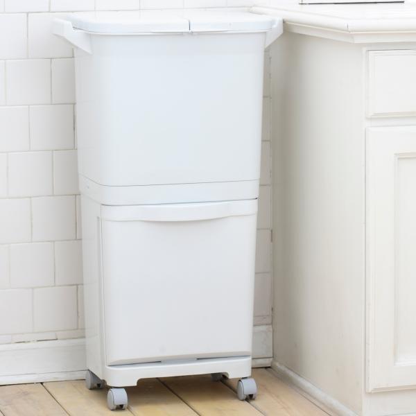 ゴミ箱 2段 15リットル おしゃれ 分別 キッチン スリム キャスター 北欧 フタ付き 安い シンプル ダストボックス