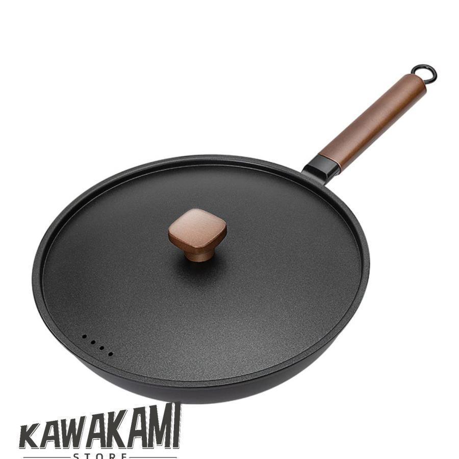 中華鍋 鉄製 炒め鍋 フライパン 伝統的な中華鍋 蓋付き 30CM 32CM IHガス対応 フライパン 野菜炒め チャーハン 中華料理 厳選素材 長持ち お手入れ簡単 ブラッ