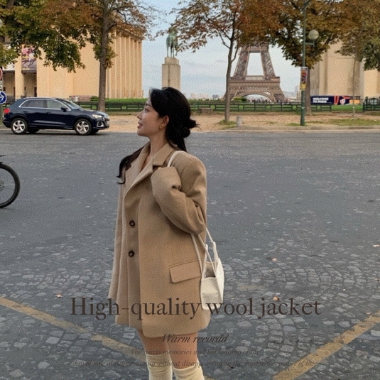 [韓国高クオリティー / フィットきれい保障] fw ハーフ ウール コート ブレザー ウールjk 秋冬 ジャケット