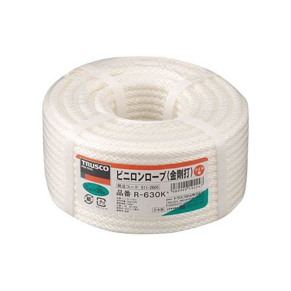 (まとめ) TRUSCO ビニロン金剛打ロープ 6mm×30m コイル巻 R-630K 1巻 (×3セット)