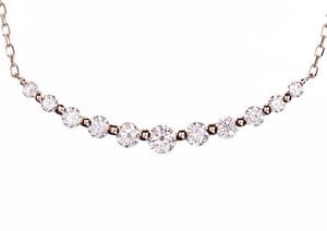 憧れの最高級天然 ダイヤモンド ネックレス 華奢 スマイル K18 国内生産品 ダイヤ使用18金