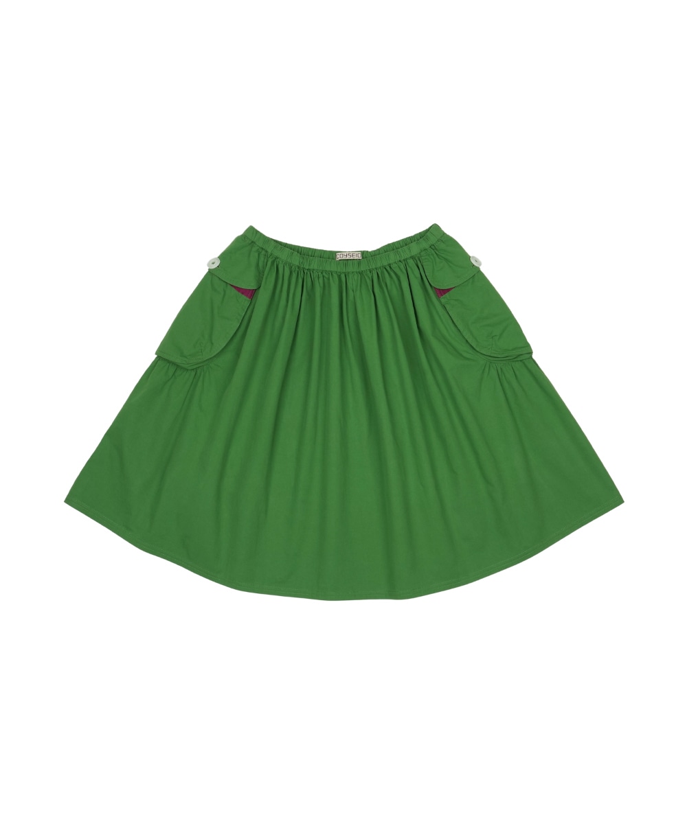 【COYSEIO】26SS BIG POCKET SHIRRING SKIRT : JOLLY GREEN