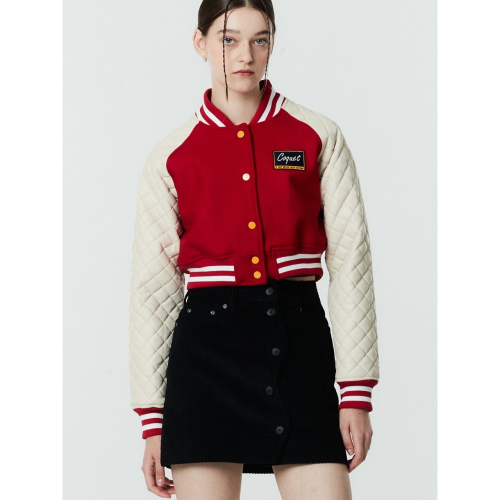 COQUET STUDIO ファーストフード X クロップウール バーシティ ジャケット レッド