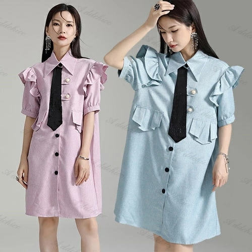 ワンピース レディース 春 夏 ワンピ お洒落 大人 着痩せ きれいめ 通勤 旅行 体型カバー 上品 ギフト 大きいサイズ 20代 30代 40代 ピンク ブルー フリーサイズ