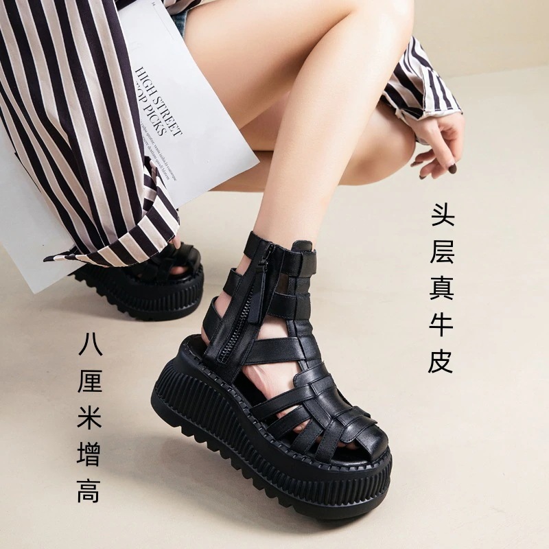 2025夏のサンダル女性百ハイヒール厚底サンダルブーツスロープヒール女性の靴