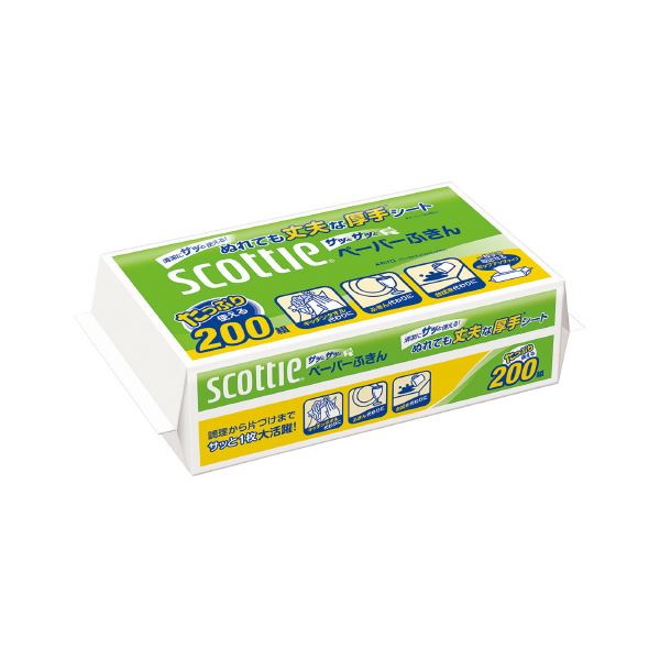 (まとめ）日本製紙クレシア スコッティペーパーふきん 200シート(×20セット)