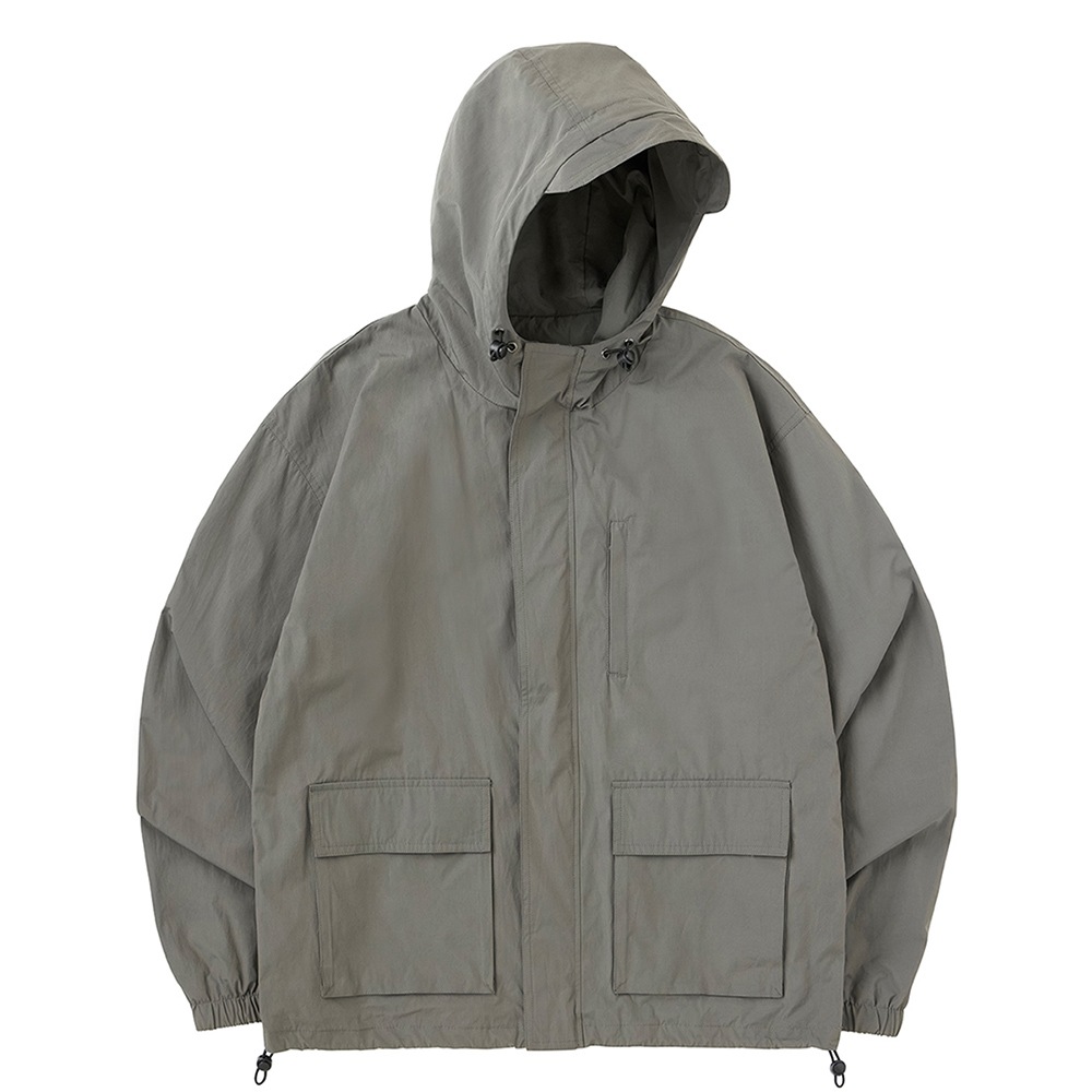 Essential 2WAY Hooded Zip-Up Windbreaker_Gray