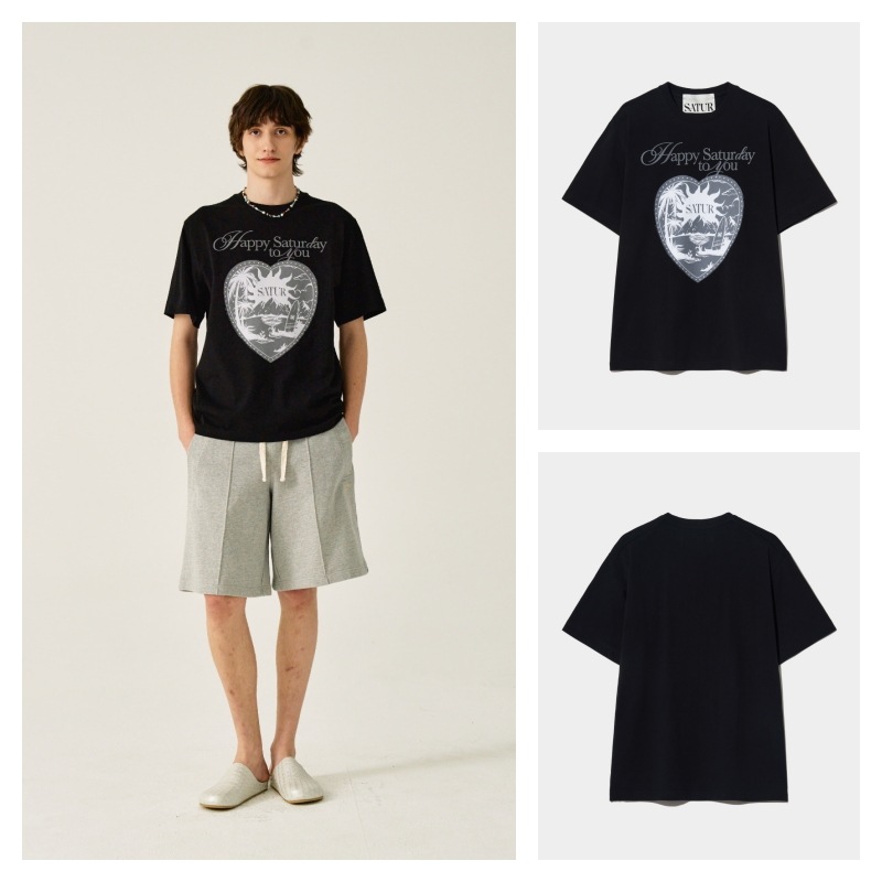 【SATUR】 SUNRISE IN HEART GRAPHIC T-SHIRT : NEWTRO BLACK