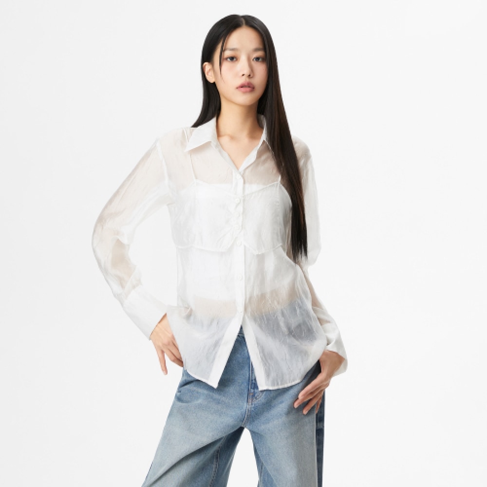 MIXXO シースルービスチェセットシャツ_miwywf403B