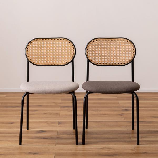 ダイニングチェア 椅子 おしゃれ 北欧 アジアン 肘掛けなし ナチュラル ラタン調 デザイン カントリー調 カフェ風 韓国風 脚 スチール 黒 座面 クッション性