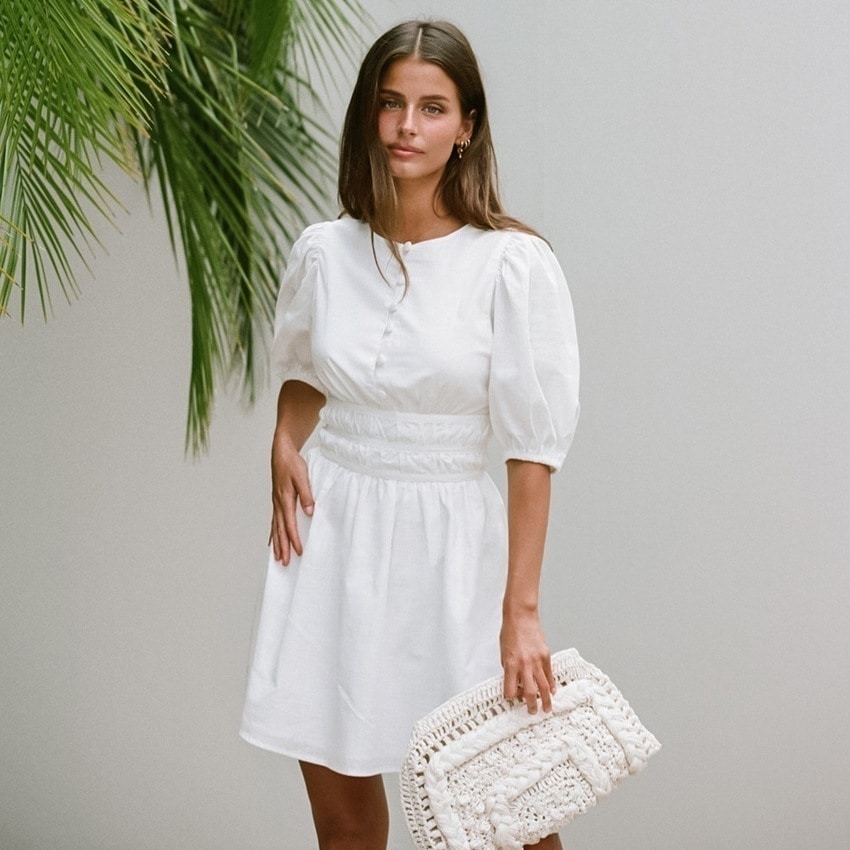 ワンピース 半袖 ギャザー ドレス フリル ハイウエスト レディース デート ショート丈 ミニ丈 切り替え リボン ウエストマーク レトロ ハイウエスト フレア スリム Aライン かわいい 大人可愛い