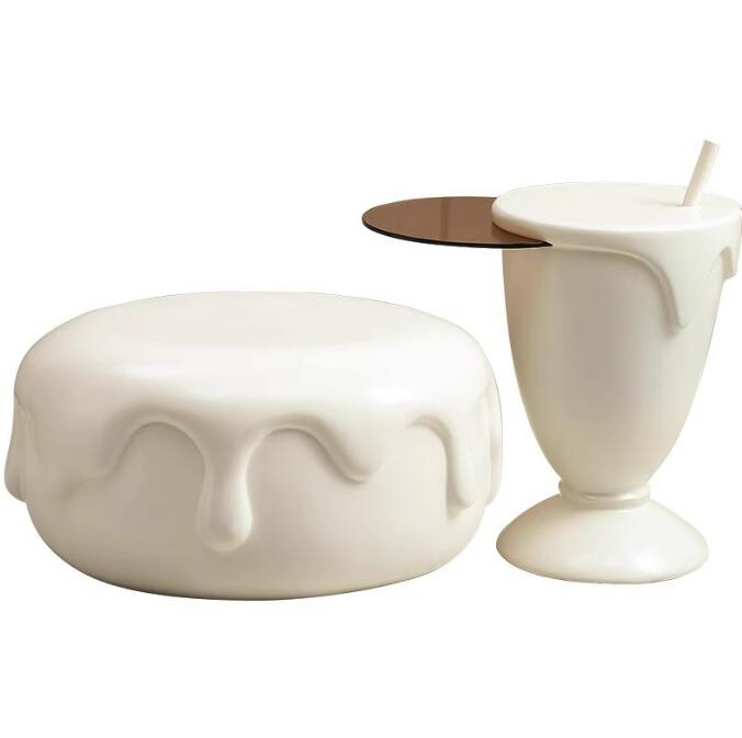 クリーム風ローテーブル 丸いテーブル 組み合わせ 創造的なアイスクリーム リビングルーム 家庭用 小さめ