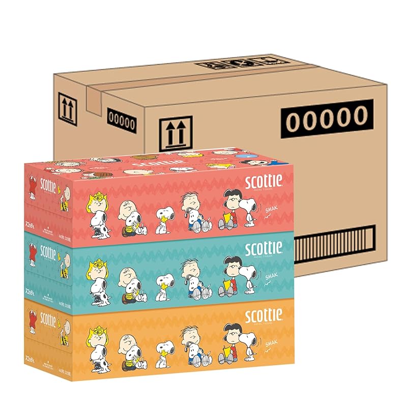【即納】【ケース販売】 スコッティ ティシュー スヌーピー 440枚(220組) 3箱 ×18入り