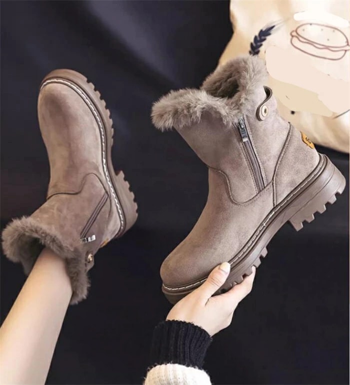 ムートンブーツ レディース ショートブーツ ファーブーツ 内ボア フラットヒール シューズ ローヒール 痛くない 防滑 保温 防寒 あたたかい 靴 黒 ブラック