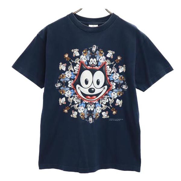 Felix プリント 半袖 Tシャツ M 紺系 メンズ