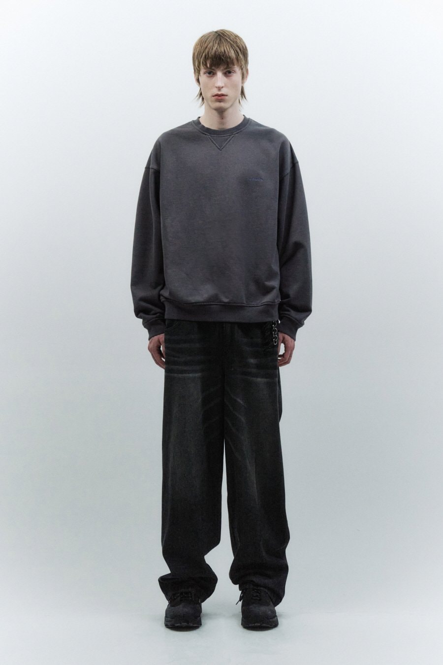 【INSILENCE】 LIGHT DENIM WIDE PANTS : BLACK
