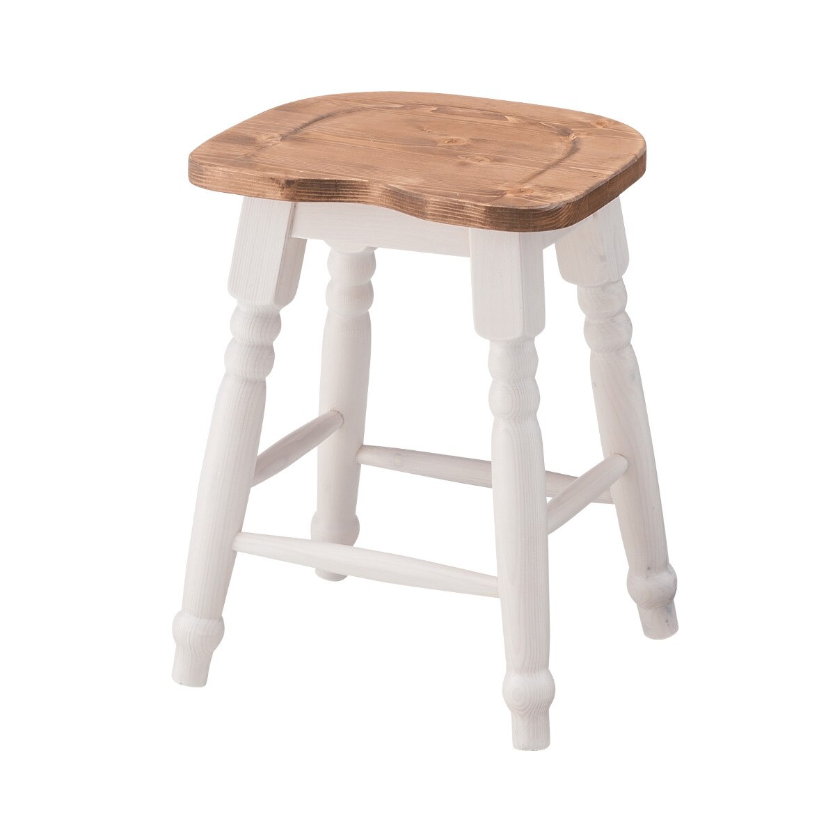 スツール カントリー調 ミディ Midi 天然木 高さ45cm 椅子 イス いす チェア チェアー 木製 背もたれなし フレンチカントリー かわいい おしゃれ バイカラー