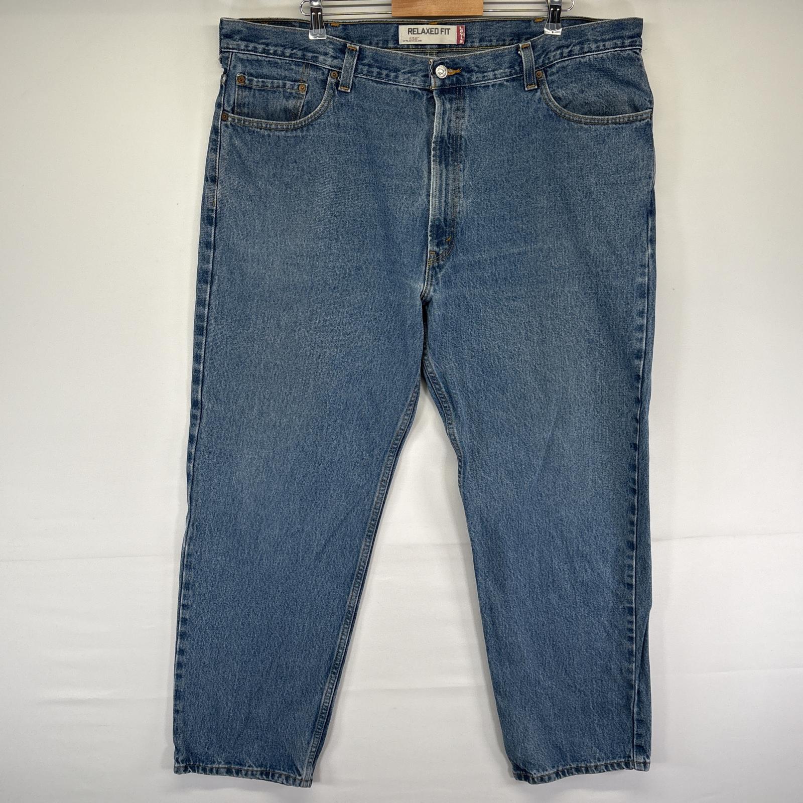 古着 デニムパンツ 550 テーパード 5ポケット ジーンズ ジーパン 色落ち ボタンフライ w44 L32 ブルー メンズ