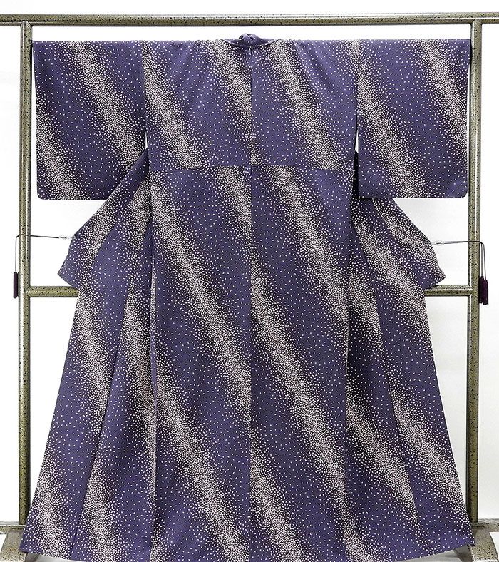 単衣 小紋 新品仕立済 正絹 斜段草葉模様 小紋 新品 仕立て上がり 着物