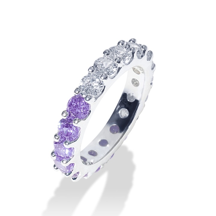 [ZB1 zhanghao 着用] MACIER [S925] Violet Half Tennis Ring (シルバー)/ゼロベースワン/ZEROBASEONE