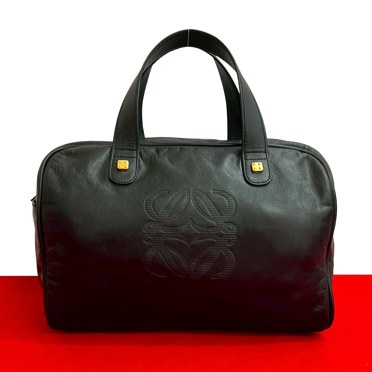 ヴィンテージ アマソナ 28 アナグラム ロゴハンドバッグ レザー ブラック 32926